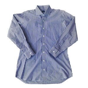 Tom James Collard Button Down Casual Shirt Purple / White Checker See Photos